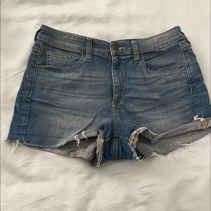 Distressed Blue Jean Shorts